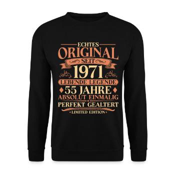 55. Geburtstag Echtes Original 1971 Vintage - Unisex Pullover - Schwarz - Vorne - Alina (178cm) & Michal (187cm)