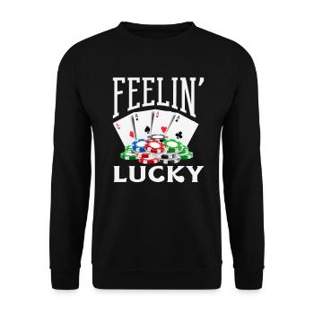Happiness Casino Gambling Poker Card Game - Unisex Sweatshirt - black - Front - Alina (178cm) & Michal (187cm)