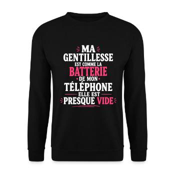 gentillesse vide Cadeau humour personnalisé - Sweat-shirt Unisexe - noir - Devant - Alina (178cm) & Michal (187cm)