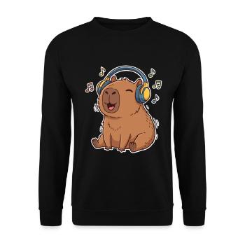 Capybara Music Singing - Unisex Sweatshirt - black - Front - Alina (178cm) & Michal (187cm)