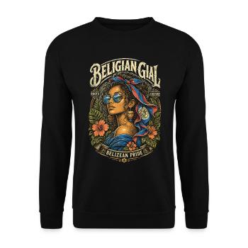 Belize Belizean Root Beligian Gial - Unisex Sweatshirt - black - Front - Alina (178cm) & Michal (187cm)