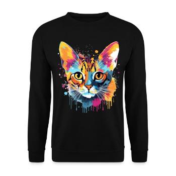 Art coloré sur le visage du chat Bengal - Sweat-shirt Unisexe - noir - Devant - Alina (178cm) & Michal (187cm)