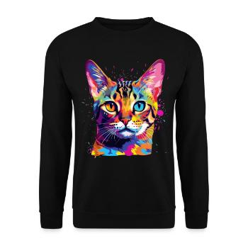 Colorful Bengal Cat Face Splash Art  - Unisex Sweatshirt - black - Front - Alina (178cm) & Michal (187cm)