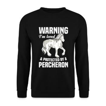 Equestrian Loved & Protected Horse Owner Percheron - Unisex Sweatshirt - black - Front - Alina (178cm) & Michal (187cm)