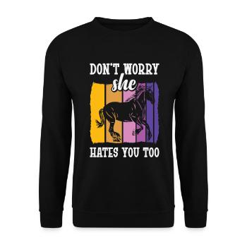 Percheron She hates you too Horse Riding Percheron - Unisex Sweatshirt - black - Front - Alina (178cm) & Michal (187cm)
