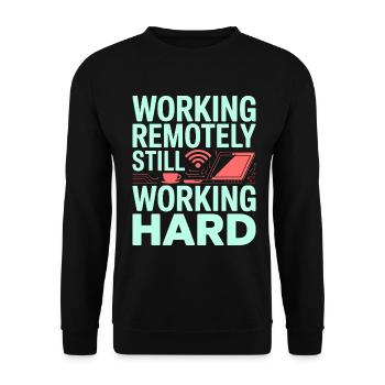 Remote Developer Working Remotely Web Programmer - Unisex Sweatshirt - black - Front - Alina (178cm) & Michal (187cm)