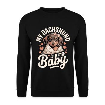Bébé teckel - Sweat-shirt Unisexe - noir - Devant - Alina (178cm) & Michal (187cm)