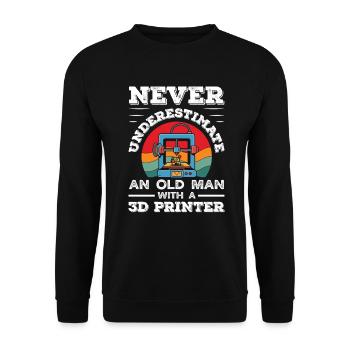 Ne sous-estimez jamais un vieil homme imprimante 3D - Sweat-shirt Unisexe - noir - Devant - Alina (178cm) & Michal (187cm)