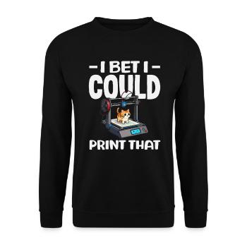Ich Wette Ich Kann Das Drucken 3D Drucker Katze - Unisex Pullover - Schwarz - Vorne - Alina (178cm) & Michal (187cm)
