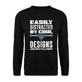 Leicht Abgelenkt Durch Cooles Filament 3D Druck - Unisex Pullover - Schwarz - Vorne - Alina (178cm) & Michal (187cm)