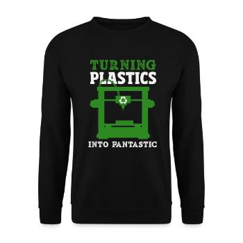 Turning Plastic Into Awesome 3D Printer - Unisex Sweatshirt - black - Front - Alina (178cm) & Michal (187cm)