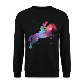 Horse Riding Rider Space Girl Horses - Unisex Sweatshirt - black - Front - Alina (178cm) & Michal (187cm)