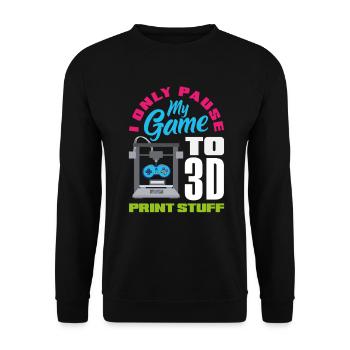 Mettez mon jeu en pause uniquement pour les joueurs qui impriment en 3D - Sweat-shirt Unisexe - noir - Devant - Alina (178cm) & Michal (187cm)