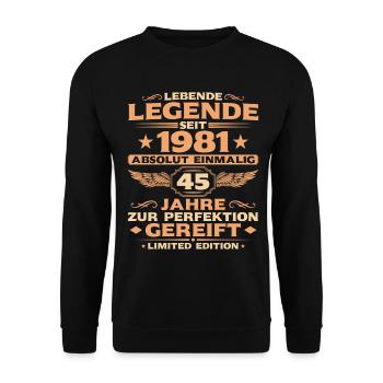 Absolut Einmalig seit 1981 – 45 Jahre Retro - Unisex Pullover - Schwarz - Vorne - Alina (178cm) & Michal (187cm)