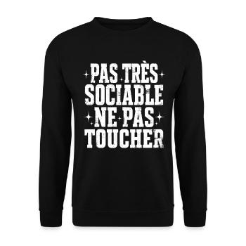 pas sociable Cadeau humour personnalisé - Sweat-shirt Unisexe - noir - Devant - Alina (178cm) & Michal (187cm)