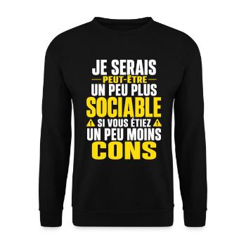pas sociable Cadeau humour personnalisé - Sweat-shirt Unisexe - noir - Devant - Alina (178cm) & Michal (187cm)