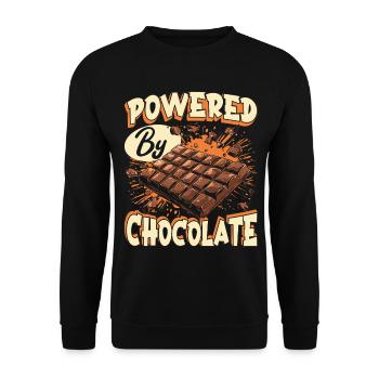Angetrieben Von Schokolade Essen Humor - Unisex Pullover - Schwarz - Vorne - Alina (178cm) & Michal (187cm)