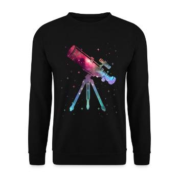 Teleskop Astronom Weltraum Kinden Astronomie - Unisex Pullover - Schwarz - Vorne - Alina (178cm) & Michal (187cm)