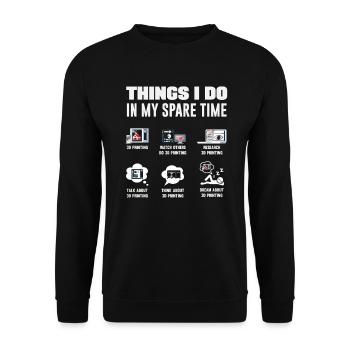 Choses que je fais pendant mon temps libre : impression 3D - Sweat-shirt Unisexe - noir - Devant - Alina (178cm) & Michal (187cm)