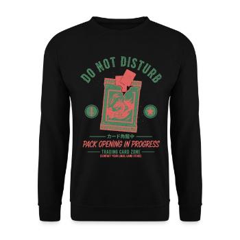 Do Not Disturb Pack Opening In Progress Trading - Unisex Sweatshirt - black - Front - Alina (178cm) & Michal (187cm)
