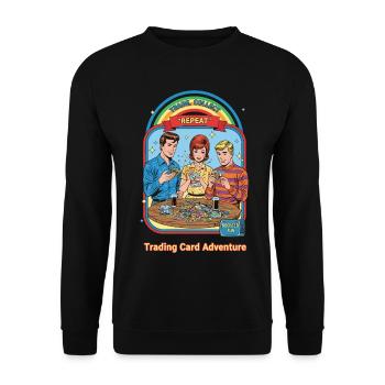 Handelssammeln Wiederholungs-Sammelkarten-Abenteuer - Unisex Pullover - Schwarz - Vorne - Alina (178cm) & Michal (187cm)