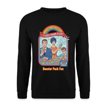 Ich bin kein Spieler, ich tausche einfach viel. Booster Pack. Spaß. - Unisex Pullover - Schwarz - Vorne - Alina (178cm) & Michal (187cm)
