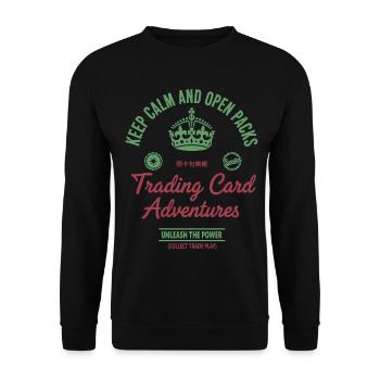Keep Calm And Open Packs Trading Card Adventures - Unisex Sweatshirt - black - Front - Alina (178cm) & Michal (187cm)