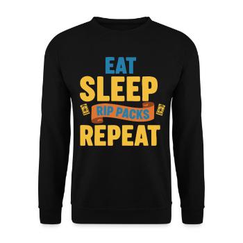 Eat Sleep Rip Packs Wiederholender Sammelkarten-Sammler - Unisex Pullover - Schwarz - Vorne - Alina (178cm) & Michal (187cm)