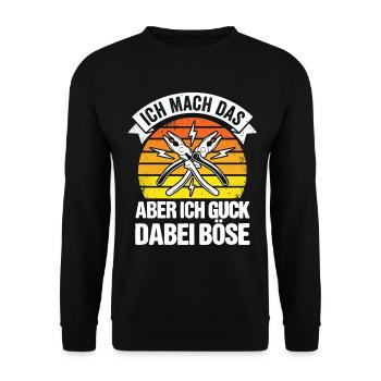 Handwerker Spruch Lustig Zange - Unisex Pullover - Schwarz - Vorne - Alina (178cm) & Michal (187cm)