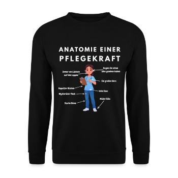 Anatomie Pflegekraft Humor Pflege Design - Unisex Pullover - Schwarz - Vorne - Alina (178cm) & Michal (187cm)