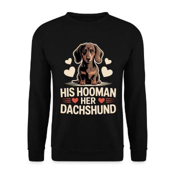Dachshund Hooman - Unisex Sweatshirt - black - Front - Alina (178cm) & Michal (187cm)