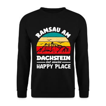 Ramsau am Dachstein ist mein Happy Plece - Unisex Pullover - Schwarz - Vorne - Alina (178cm) & Michal (187cm)