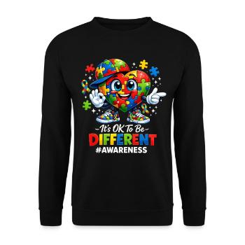 C’est OK d’être un autre puzzle de sensibilisation à l’autisme - Sweat-shirt Unisexe - noir - Devant - Alina (178cm) & Michal (187cm)