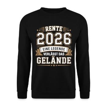 Rente 2026 – Eine Legende Verlässt Das Gelände - Unisex Pullover - Schwarz - Vorne - Alina (178cm) & Michal (187cm)