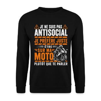 Moto Cadeau Humour Personnalisé - Sweat-shirt Unisexe - noir - Devant - Alina (178cm) & Michal (187cm)