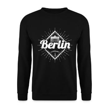 Berlin in Deutschland Brandenburger Tor Souvenir - Unisex Pullover - Schwarz - Vorne - Alina (178cm) & Michal (187cm)
