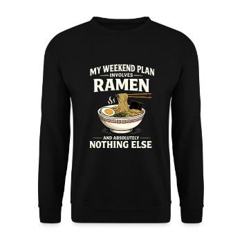 Minimalistisches Ramen Bowl Japan Motiv - Unisex Pullover - Schwarz - Vorne - Alina (178cm) & Michal (187cm)