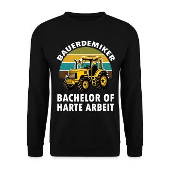 Landwirt Akademiker Bachalor of harte Arbeit  - Unisex Pullover - Schwarz - Vorne - Alina (178cm) & Michal (187cm)