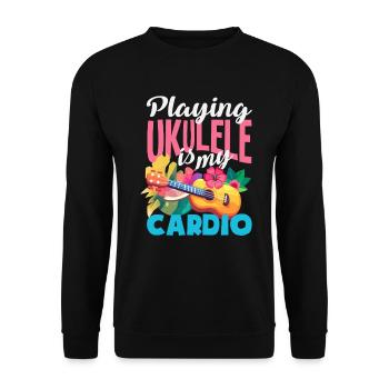 Jouer du ukulélé, c’est ma phrase de musique cardio hawaïenne - Sweat-shirt Unisexe - noir - Devant - Alina (178cm) & Michal (187cm)