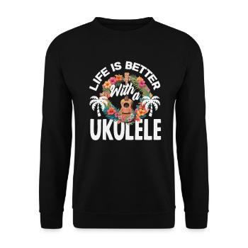 La vie est meilleure avec un ukulélé Hawaii Musiker - Sweat-shirt Unisexe - noir - Devant - Alina (178cm) & Michal (187cm)