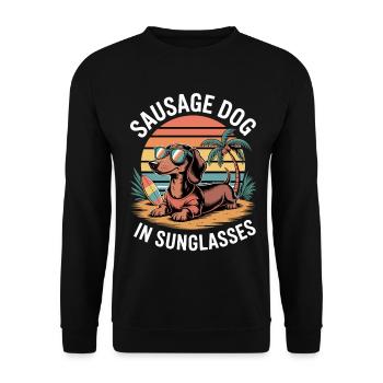 Beach Dackel - Unisex Pullover - Schwarz - Vorne - Alina (178cm) & Michal (187cm)