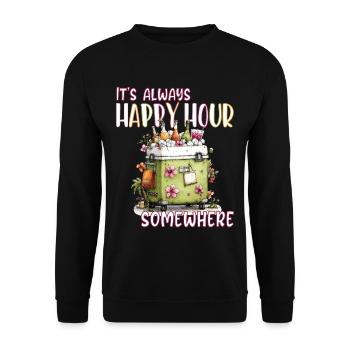 Happy Hour Somewhere - Unisex Pullover - Schwarz - Vorne - Alina (178cm) & Michal (187cm)