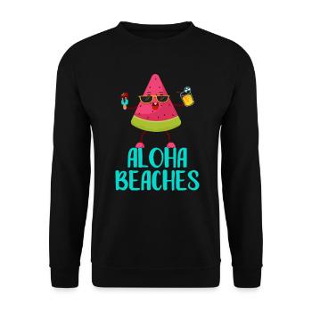Vacances fraîches de pastèques à Aloha Beaches Été - Sweat-shirt Unisexe - noir - Devant - Alina (178cm) & Michal (187cm)