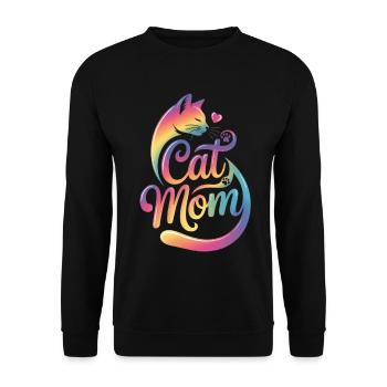 Cat Mom, Cat Mom, Colorful Cat Motif - Unisex Sweatshirt - black - Front - Alina (178cm) & Michal (187cm)