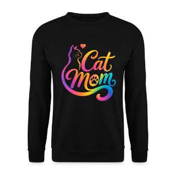 Cat Mom, Cat Mom, Colorful Cat Motif - Unisex Sweatshirt - black - Front - Alina (178cm) & Michal (187cm)