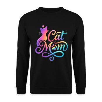 Cat Mom, Cat Mom, Colorful Cat Motif - Unisex Sweatshirt - black - Front - Alina (178cm) & Michal (187cm)