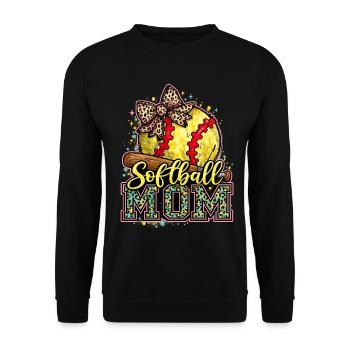 Softball Mom: Trendy Mom Softball Gift - Unisex Sweatshirt - black - Front - Alina (178cm) & Michal (187cm)