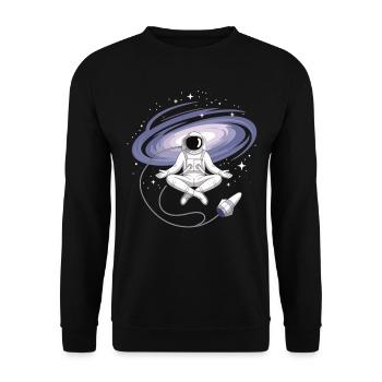 Astronaut Yoga T-Shirt – Space Meditation - Unisex Sweatshirt - black - Front - Alina (178cm) & Michal (187cm)