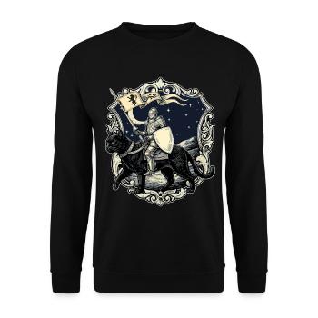 Ren Faire Medieval Knight Cat Renaissance - Unisex Sweatshirt - black - Front - Alina (178cm) & Michal (187cm)