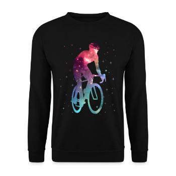 Fahrrad Rennradfahrer Weltraum Kinder Rennrad - Unisex Pullover - Schwarz - Vorne - Alina (178cm) & Michal (187cm)
